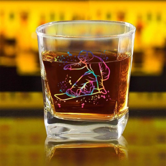 Snowboarder Snowboard Snowboarding Square Whiskey Glasses