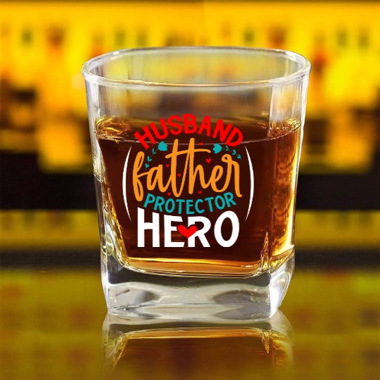 Fathers Day Daddy Protector Hero Square Whiskey Glasses