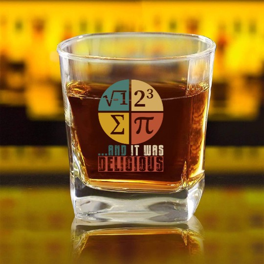 I Ate Some Pie and It Was Delicious Funny PI Day Square Whiskey Glasses