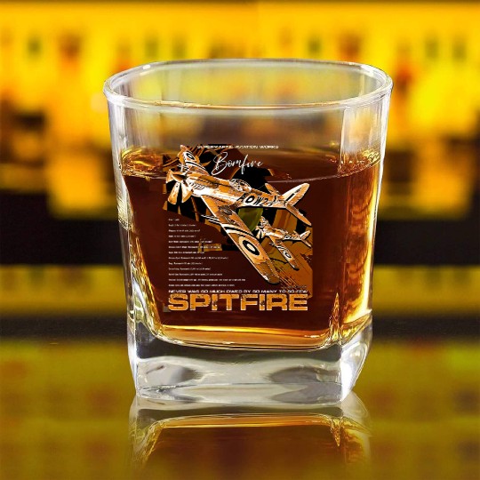 Spitfire Legend: WWII Icon in Flight Square Whiskey Glasses