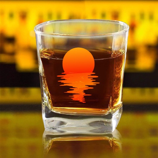 Aesthetic Sunset Over Water Relaxing Nature Art Square Whiskey Glasses