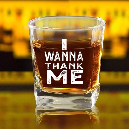 Bold Thank You Typography Design Square Whiskey Glasses