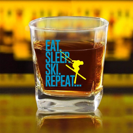 Skiing Square Whiskey Glasses