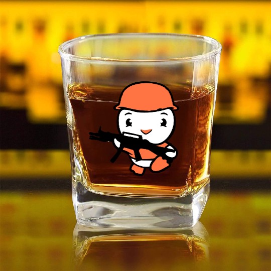 Duck Soldier Army Professional Soldier Helmet Cute Square Whiskey Glasses