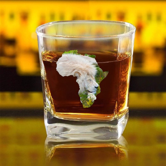 South African White Lion Square Whiskey Glasses