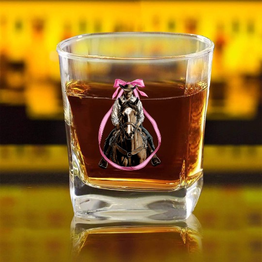 Coquette Bow Rodeo Barrel Racer Barrel Racing Mom Square Whiskey Glasses