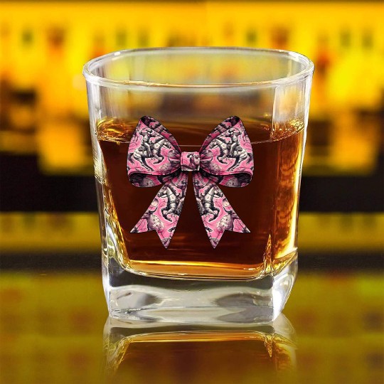 Coquette Bow Rodeo Barrel Racer Barrel Racing Square Whiskey Glasses