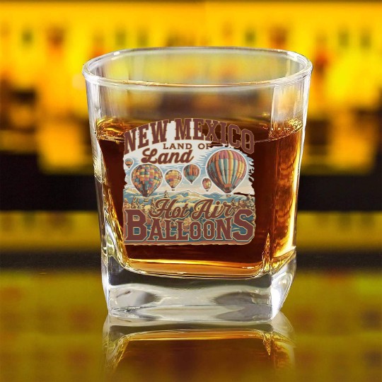 New Mexico Land of Hot Air Balloons Adventure Square Whiskey Glasses