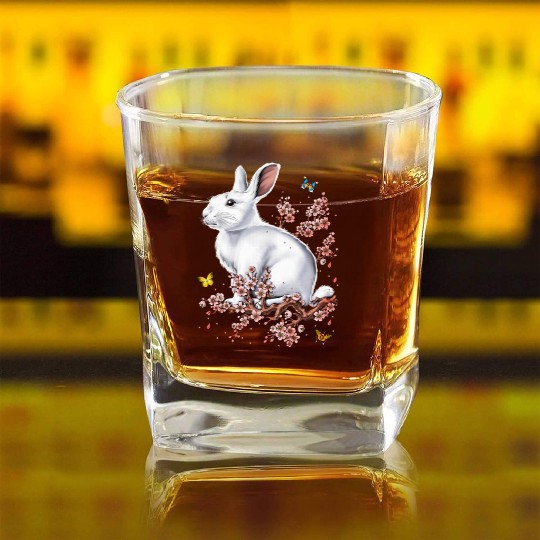 Rabbit Cherry Blossom FULL Square Whiskey Glasses