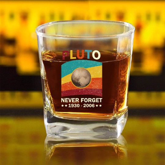 Pluto Never Forget Tribute 1930-2006 Square Whiskey Glasses