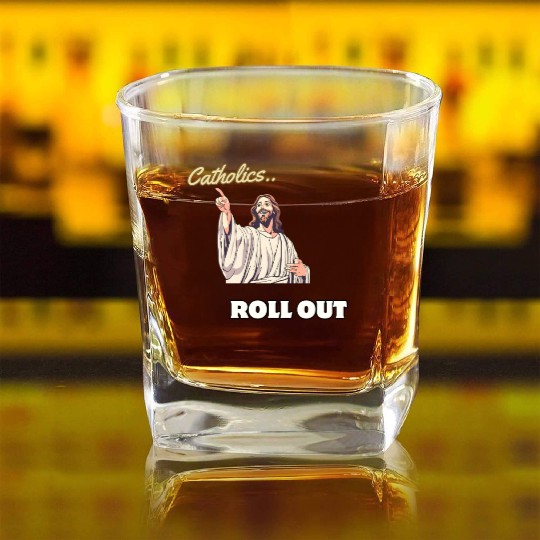 Catholics Roll Out- Jesus Transformer Square Whiskey Glasses