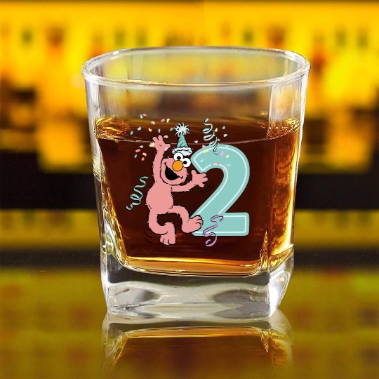 Sesame Street Birthday Design With Elmo Two Years Square Whiskey Glasses