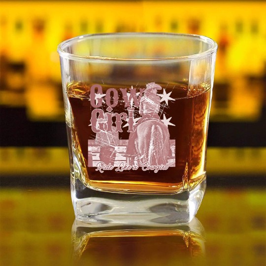 Wild West Cowgirl Square Whiskey Glasses