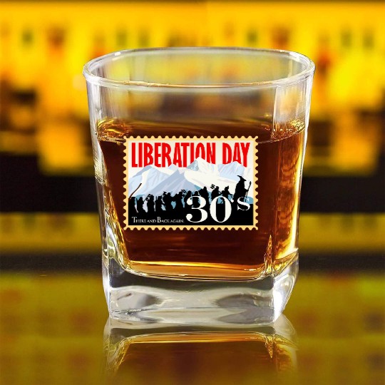 Liberation Day, There & Back Again 1930's Square Whiskey Glasses