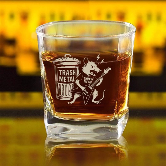 Guitar thrash metal trash metal opossum funny Square Whiskey Glasses