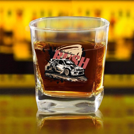 Rally Race Car Square Whiskey Glasses