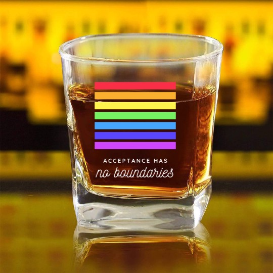 Acceptance Has No Boundaries Pride Graphic Square Whiskey Glasses