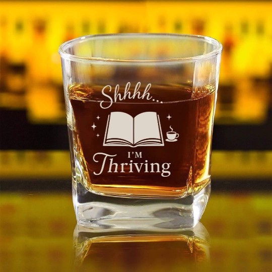 Library Nerd Book Lover Introvert Quiet Life Square Whiskey Glasses