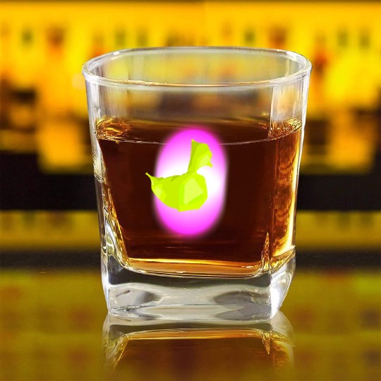 Duck Square Whiskey Glasses, Neon, Fun Square Whiskey Glasses, Abstract Duckli