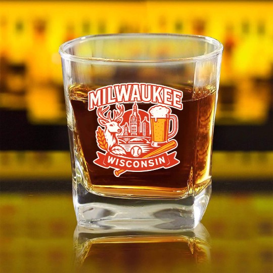 Milwaukee Wisconsin Square Whiskey Glasses