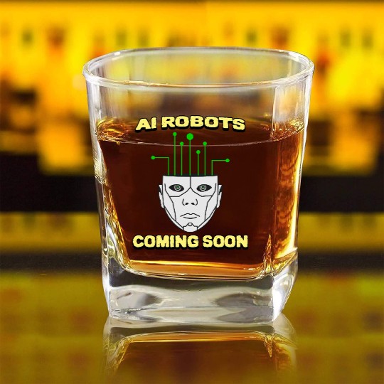 AI Robots Coming Soon Square Whiskey Glasses