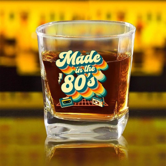 made in the 80s retro groovy Square Whiskey Glasses