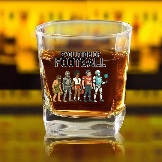 Football Evolution Timeline for Draft and Game Day Square Whiskey Glasses