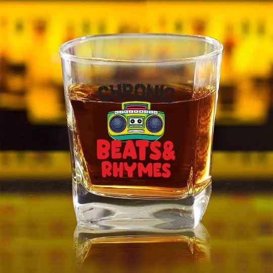 Chronic Beats and Rhymes 90s Hip Hop Square Whiskey Glasses pr