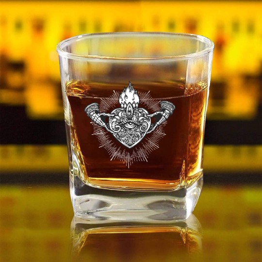 Sacred Heart Claddagh Symbol - White Square Whiskey Glasses