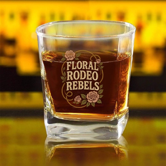 Soft Cowgirl Floral Rodeo Western Aesthetic Horse Square Whiskey Glasses