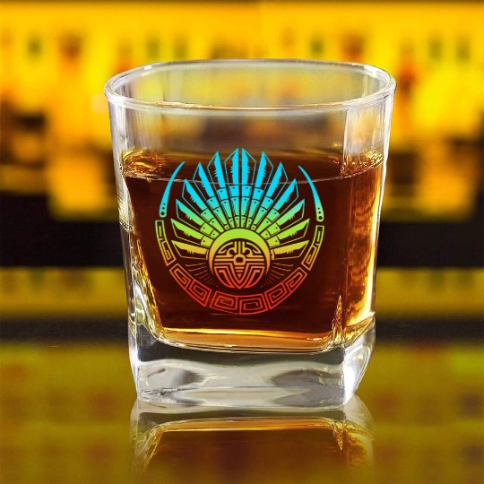 Mayan And Aztec Quetzalcoatl Maya Tribal Square Whiskey Glasses