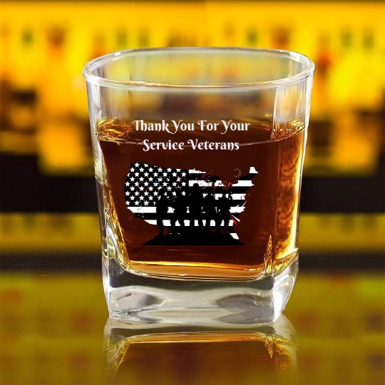 Thank You For Your Service Veterans day US Army Square Whiskey Glasses