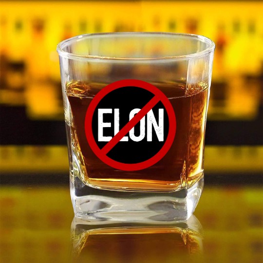 Anti Elon Musk Bumper Fascist prohibition sign Square Whiskey Glasses
