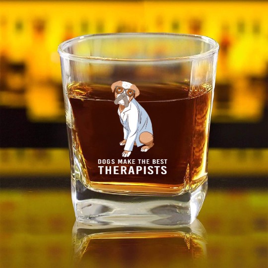 Therapy Dog Psychology Therapist Square Whiskey Glasses
