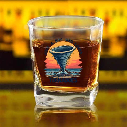 Just A Boy Who Loves Tornadoes Storm Meteorologist Square Whiskey Glasses