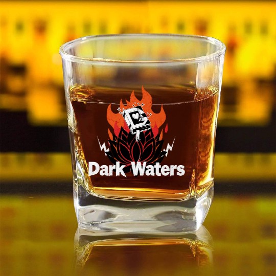 Black Lotus Heart Fire Rock Square Whiskey Glasses