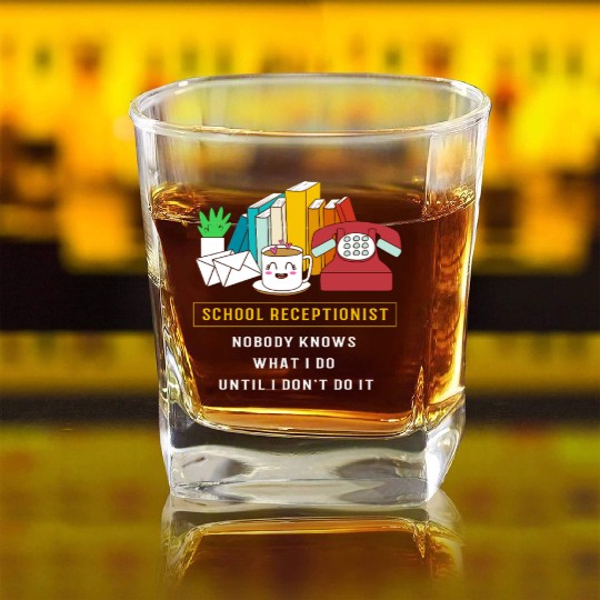School Receptionist Back To School Square Whiskey Glasses