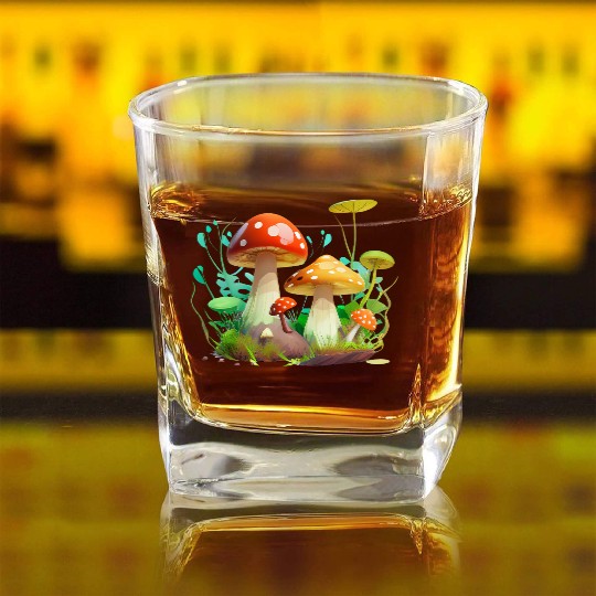 Funky Fungi – Nature’s Neon Wonder Square Whiskey Glasses