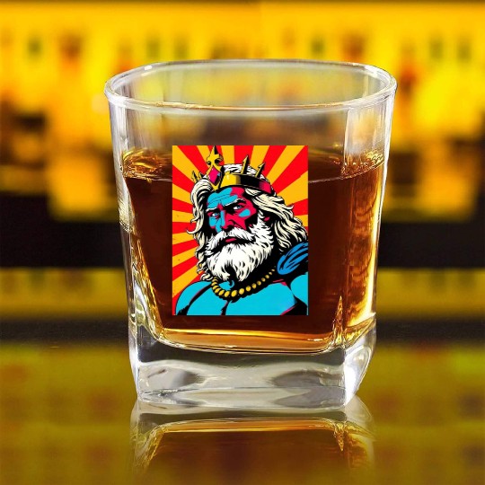 Bold Pop Art Zeus – Colorful Greek God Illustratio Square Whiskey Glasses