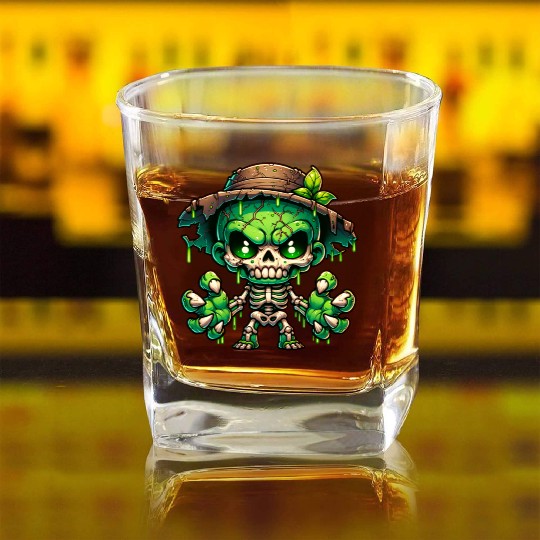 Swamp Skeleton Mutant – Creepy Plant Monster Square Whiskey Glasses