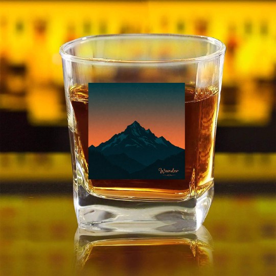 Wanderlust Peaks Square Whiskey Glasses