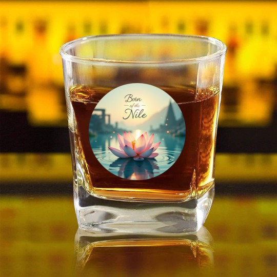 Sacred Nile Lotus Square Whiskey Glasses