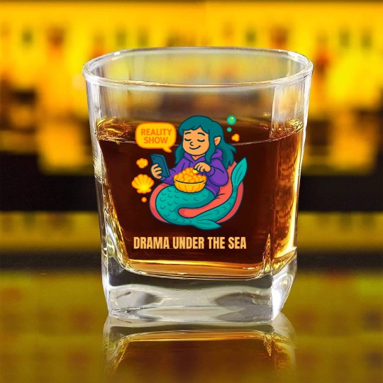 Drama Under the Sea Square Whiskey Glasses