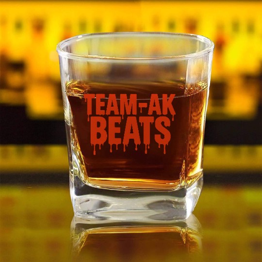 Red TEAM-AK BEATS Square Whiskey Glasses
