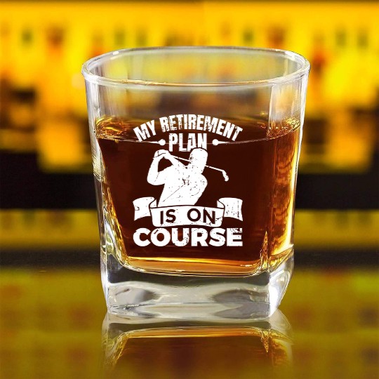 Golf Player Retirement Square Whiskey Glasses
