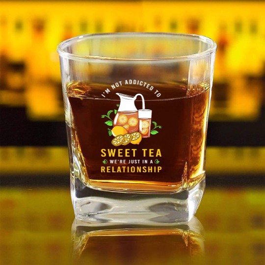 Morning Drink Sweet Tea Square Whiskey Glasses