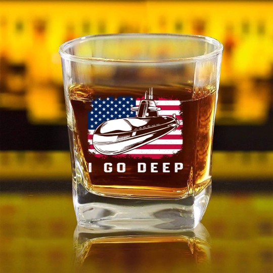 Patriotic American Submarine Veteran Square Whiskey Glasses