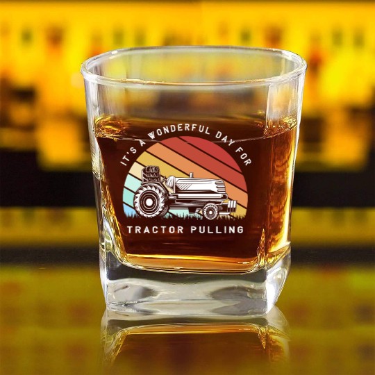 Tractor Pulling Driver Tractors Square Whiskey Glasses