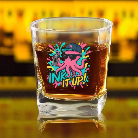 Ink It Up – Cool Graffiti Octopus Street Art Desig Square Whiskey Glasses