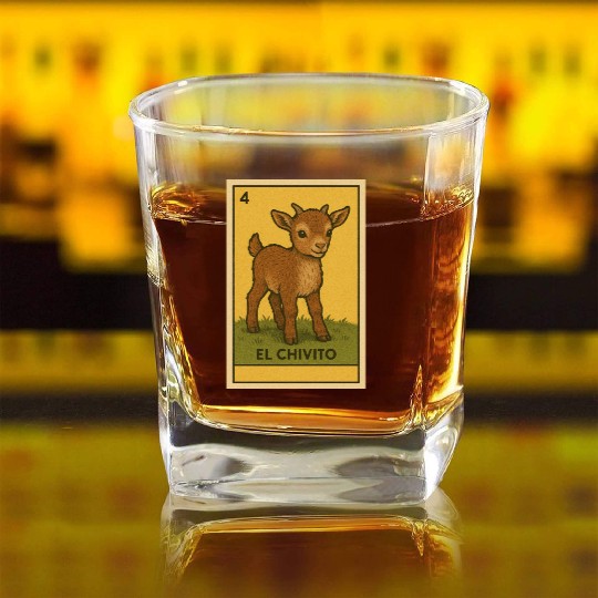 EL CHIVITO - THE BABY GOAT - LA LOTERÍA Square Whiskey Glasses